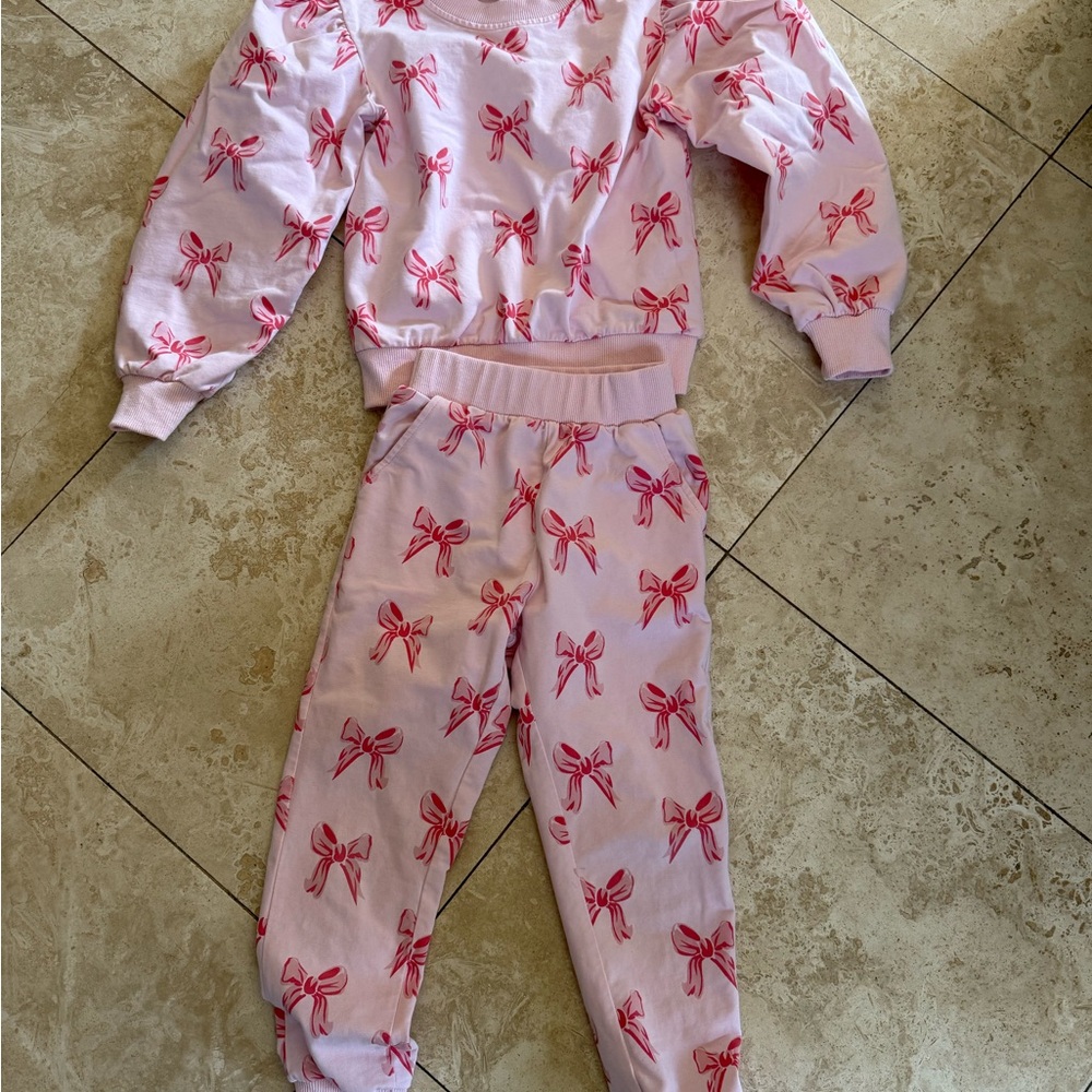 Lola and the Boys Pink Bow Print Set